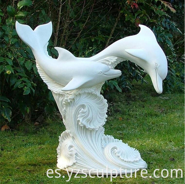 white marble dolphin fountain